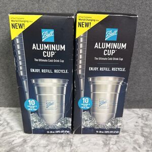 2 boxes of 10 Ball ALUMINUM CUP Lightweight Sturdy 20oz Cups Refill Recycle READ
